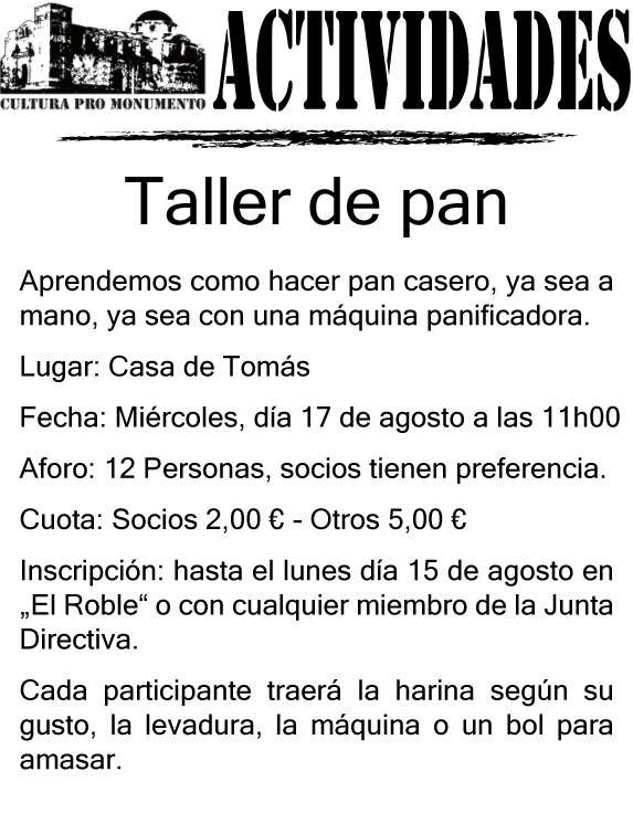 Cartel del taller de hacer pan